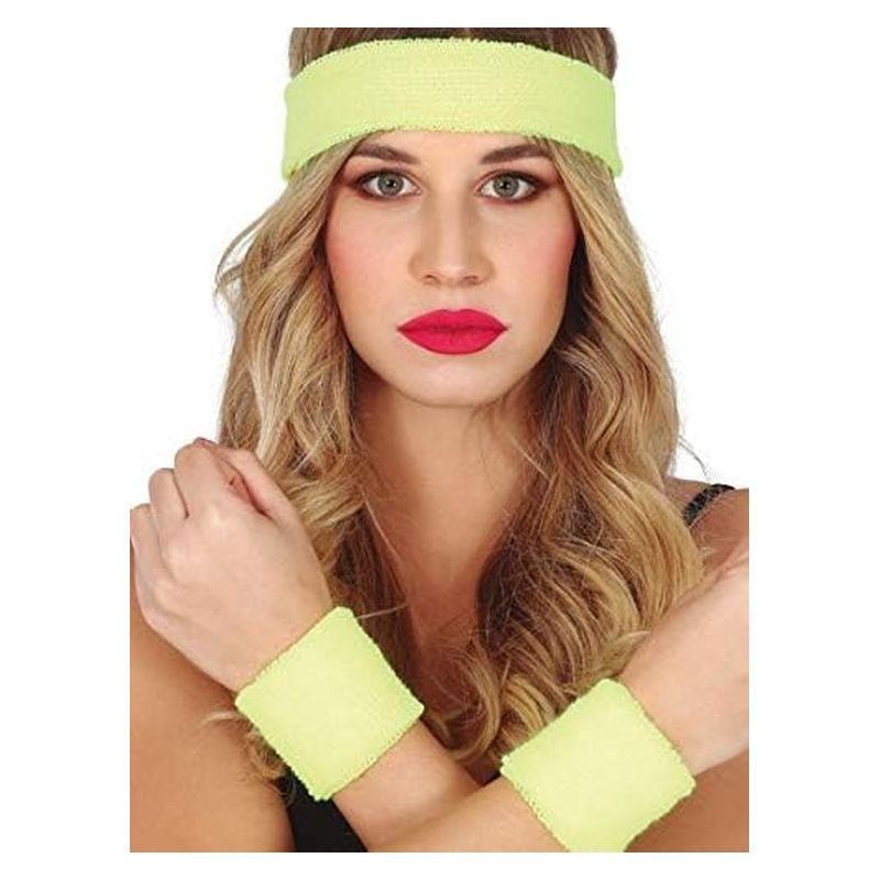 Accesorio para disfraz conjunto muñequeras y cinta amarilla 18817 GUIRCA