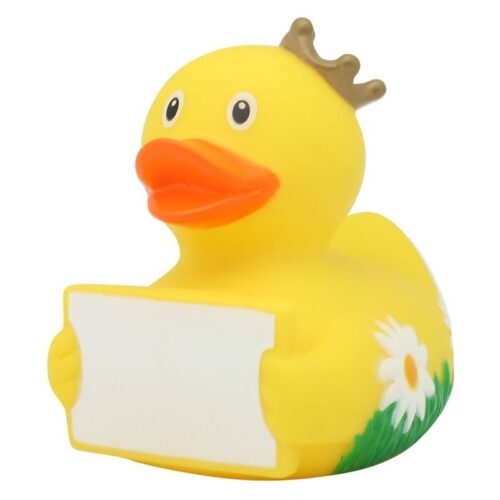 Pato de goma con cartel blanco LI2129 Lilalu