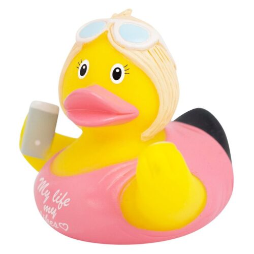 Pato de goma chica influencer con su móvil LI2241 Lilalu