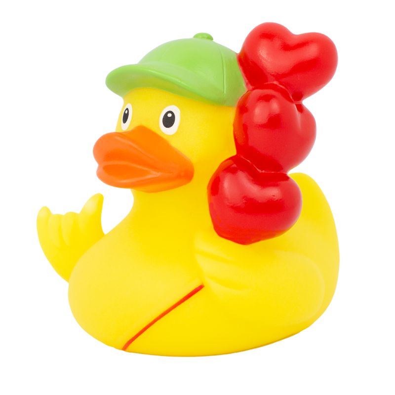 Pato de goma con globos en forma de corazón LI2310 Lilalu