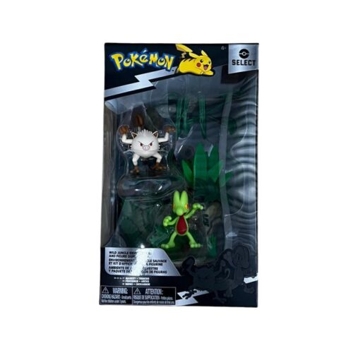 Pack de dos figuras de Mankey + Treecko con entorno selva trópical – Más de 4 años