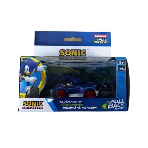 Mini figura de Sonic con su coche azul y blanco Sonic The Hedgehog 173595