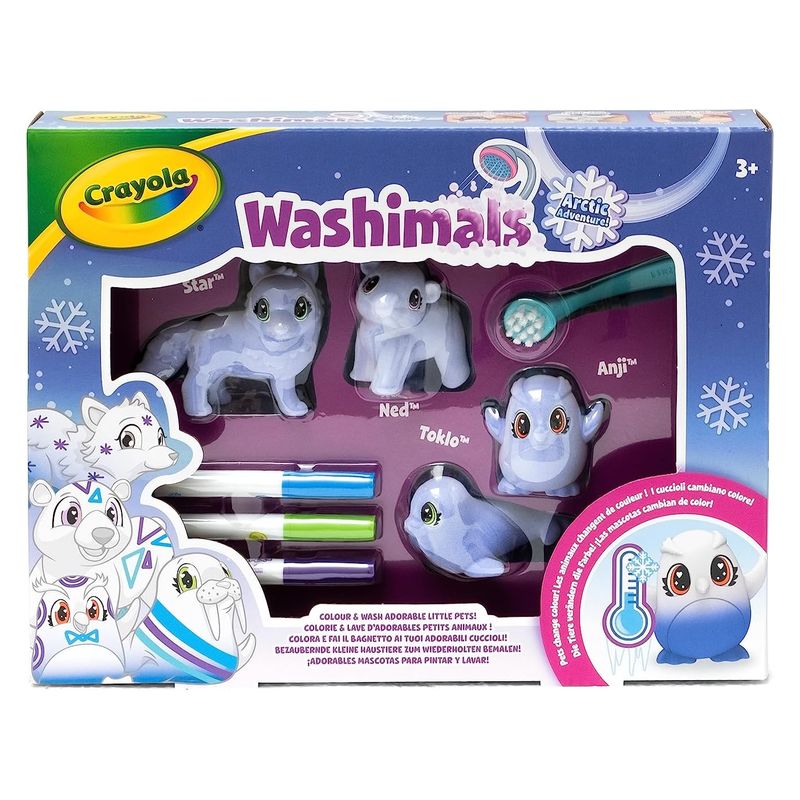 Washimals kit 4 animales del ártico con rotuladores para decorar 74-7514