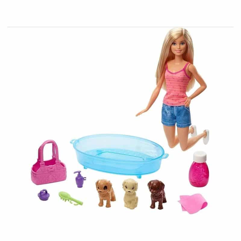 Muñeca Barbie baño de mascotas con accesorios y 2 cachorritos GDJ37 - Imagen 2