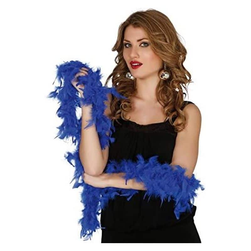 Boa azul de plumas 180cm para complementar disfraces Guirca 16347