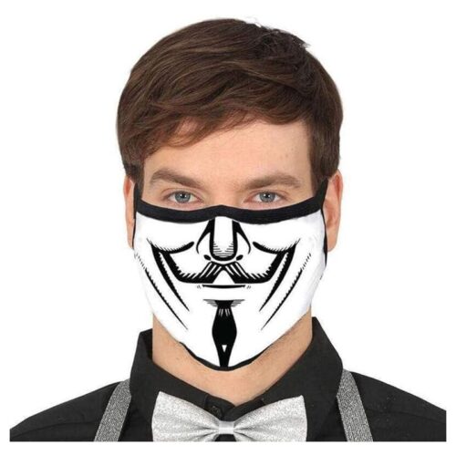 Máscarilla reutilizable 3 capas Unity dibujo blanco y negro 12526 GUIRCA