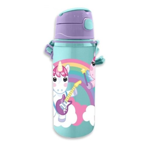 Botella azul unicornio de alumino con asa 600ml KL11512 Kids Euroswan