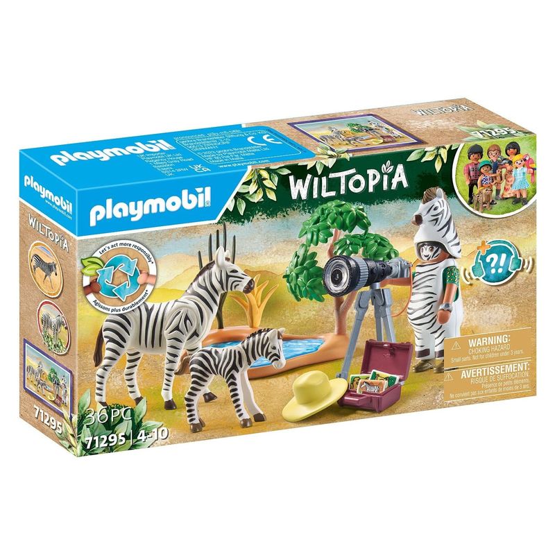 Playmobil 71295 Wiltopia fotografo haciendo un reportaje de cebras