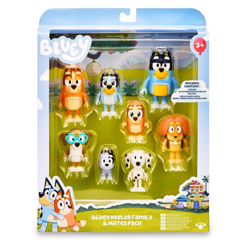 Pack de ocho figuras Bluey familia y compañeros Famosa BLY49000 - Imagen 2