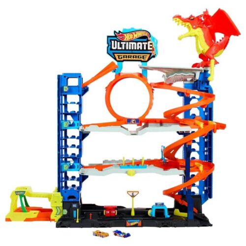Hot Wheels City garaje definitivo con pista para coches con dragón