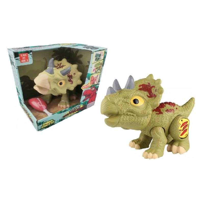 Dinosaurio Triceratops grande interactivo con luces y sonido 23-572