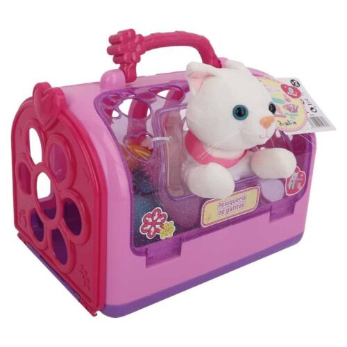 Mascota gatito blanco con maletín de peluqueria con accesorios 23-931
