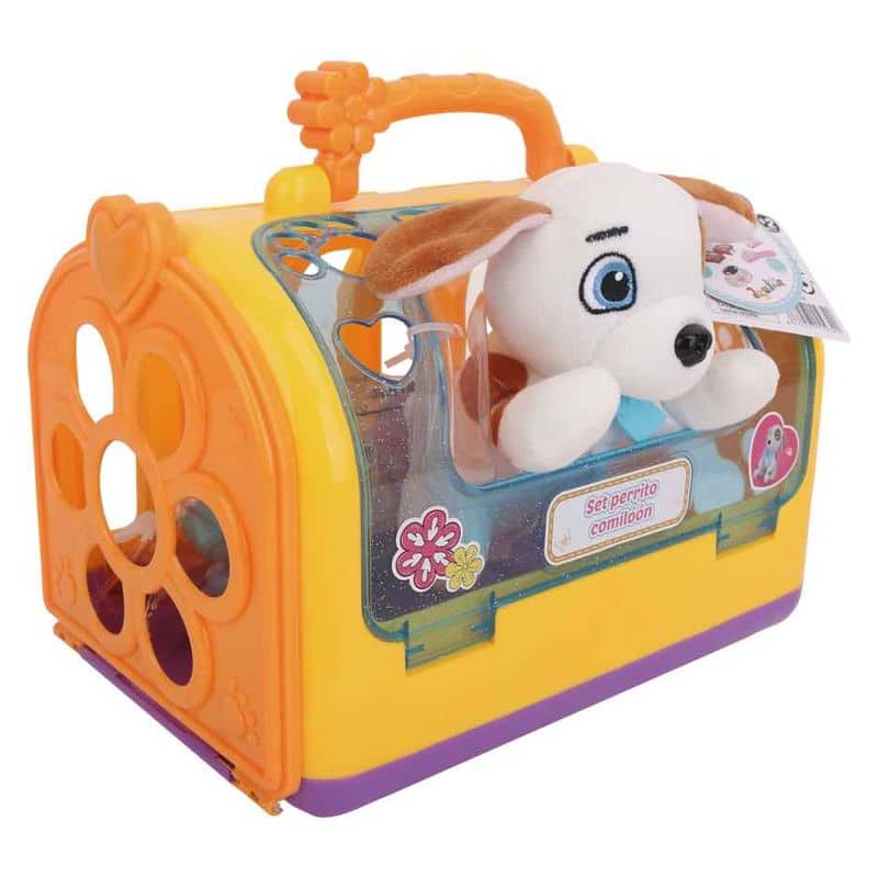 Maletín con mascota perrito comilón color blanco con accesorios 23-932