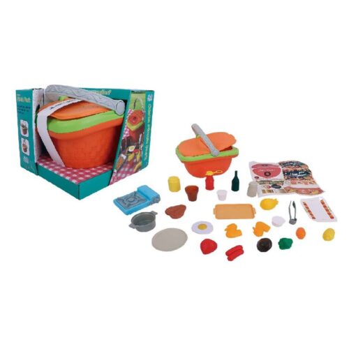 Set de cesta pícnic color naranja con 27 accesorios de comida 23-937