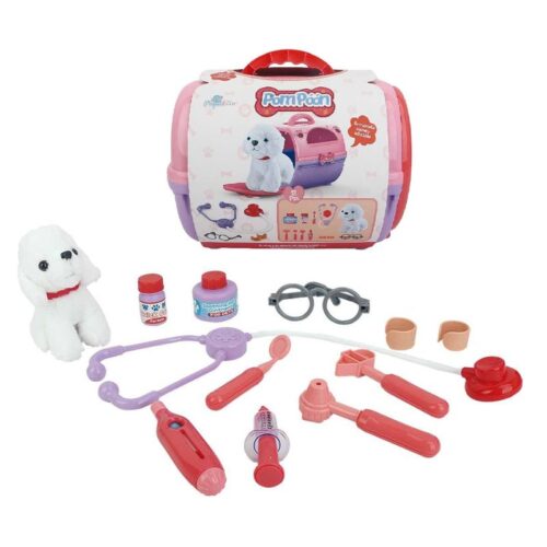 Maletín veterinario PomPoon con perrtio blanco y 12 accesorios 23-938
