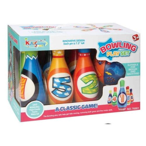 Set bolos multicolor infantil con bola para juego en sala o césped