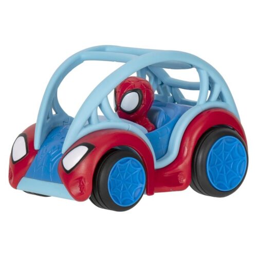 Vehículo infantil de Spidey Power Rollers que gira haciendo flips