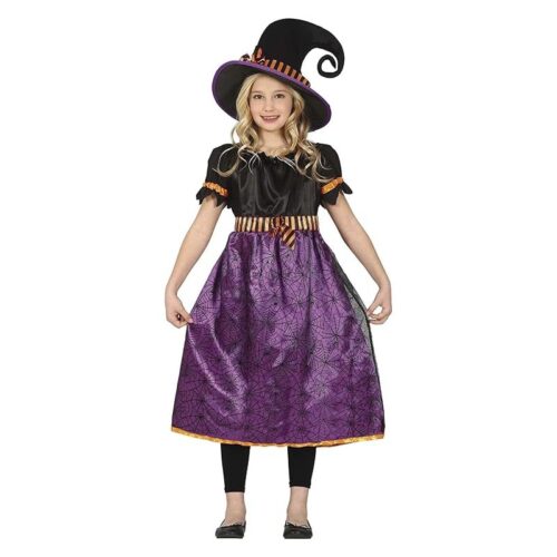 Disfraz infanril bruja telaraña lila y negro talla 7-6 años GUIRCA