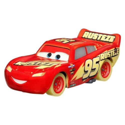 Rayo McQueen Disney Pixar Cars glow racers coche metalizado de 1:55