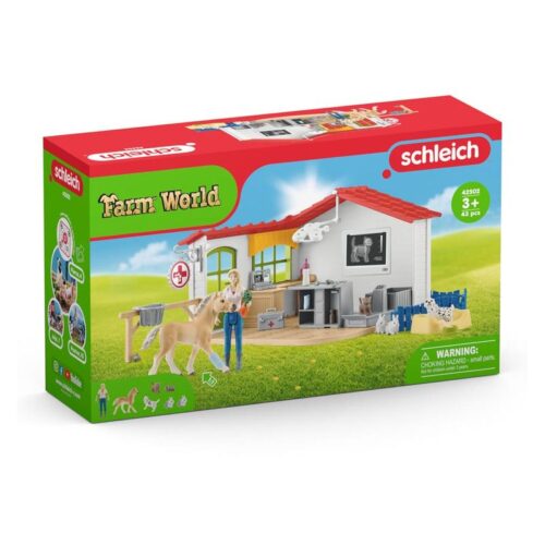 Set de consulta veterinario con mascotas de Schleich Farm World 42502