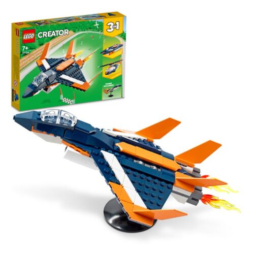 Lego Creator 3 en 1 con avión supersónico lancha y helicóptero 31126