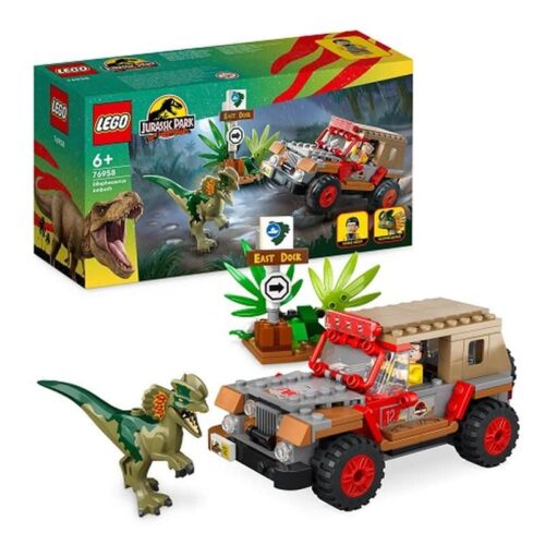 LEGO 76958 Jurassic Park embocada al dilofosaurio con figuras y vehículos – Más de 6 años