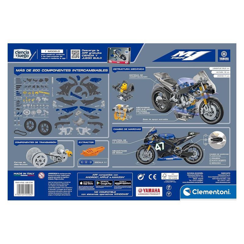 Juego de construcción Ciencia y juego Yamaha M1 azul Clementoni 55506 - Imagen 3
