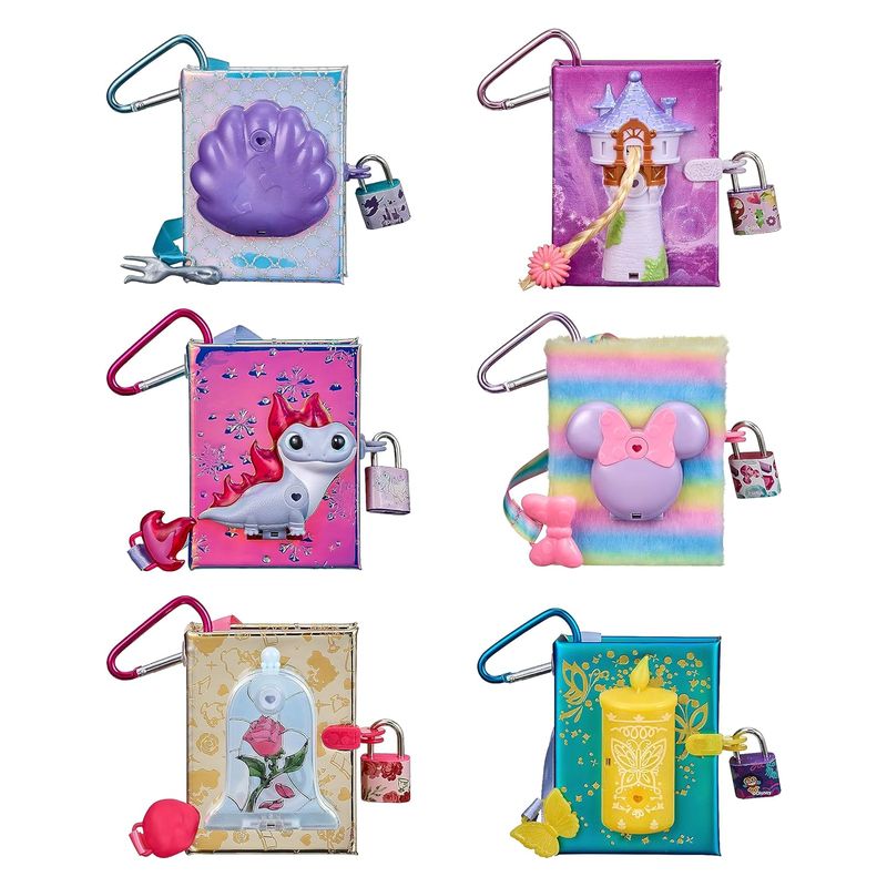 Mini diarios Disney con candado, llave, mosquetón y complementos surtidos