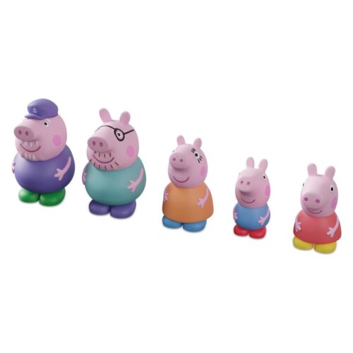 Set de 5 figuras baño Peppa Pig con Mamá, Papá, Abuelo, George y Peppa