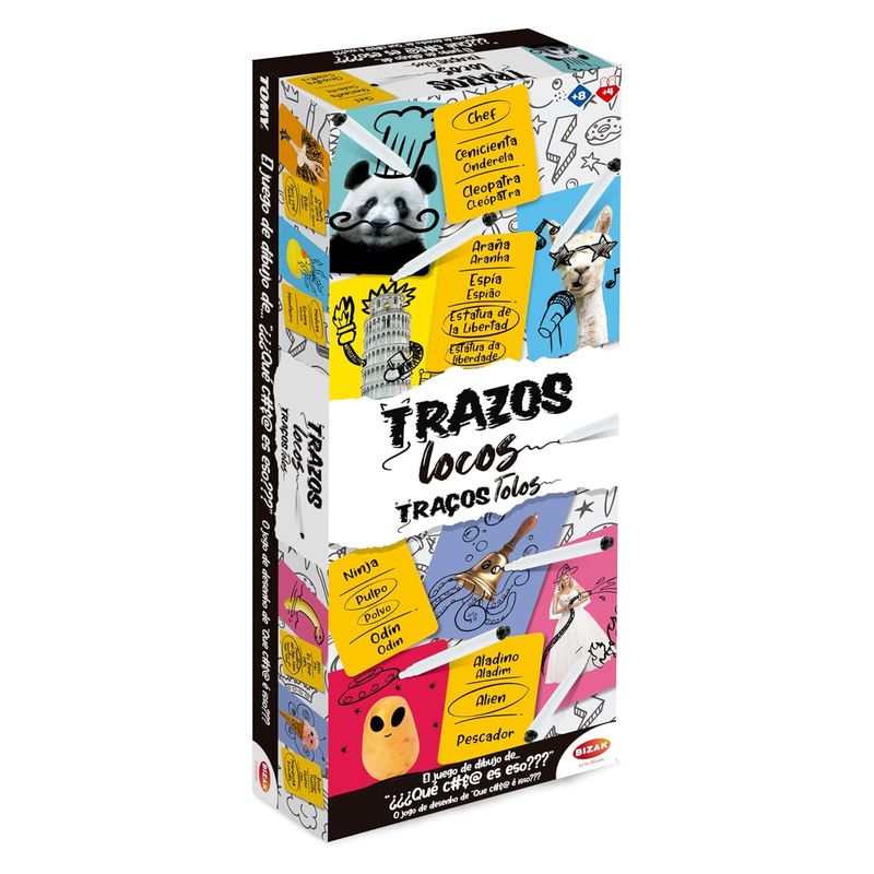 Juego de mesa Trazos Locos para transformar personajes Bizak 30693419