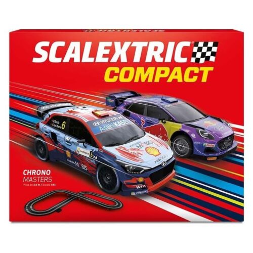 Circuito Scalextric Compact Chrono Masters con dos coches y mandos