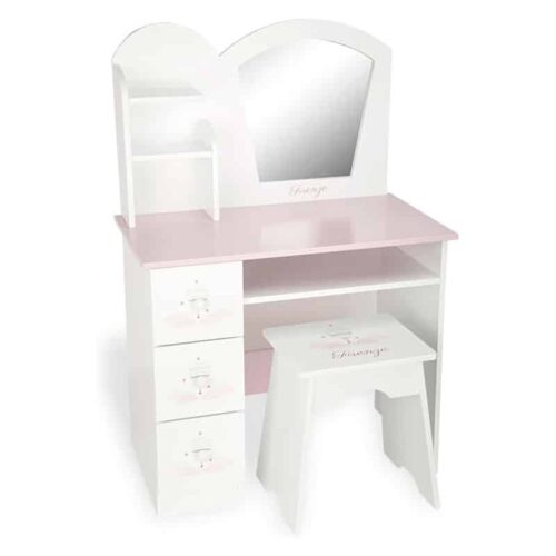 Tocador infantil Arias Firenze blanco y rosa con taburete 65x36x95 21554