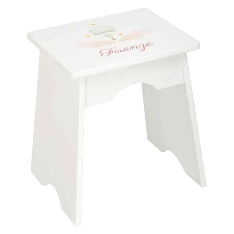 Tocador infantil Arias Firenze blanco y rosa con taburete 65x36x95 21554 - Imagen 2