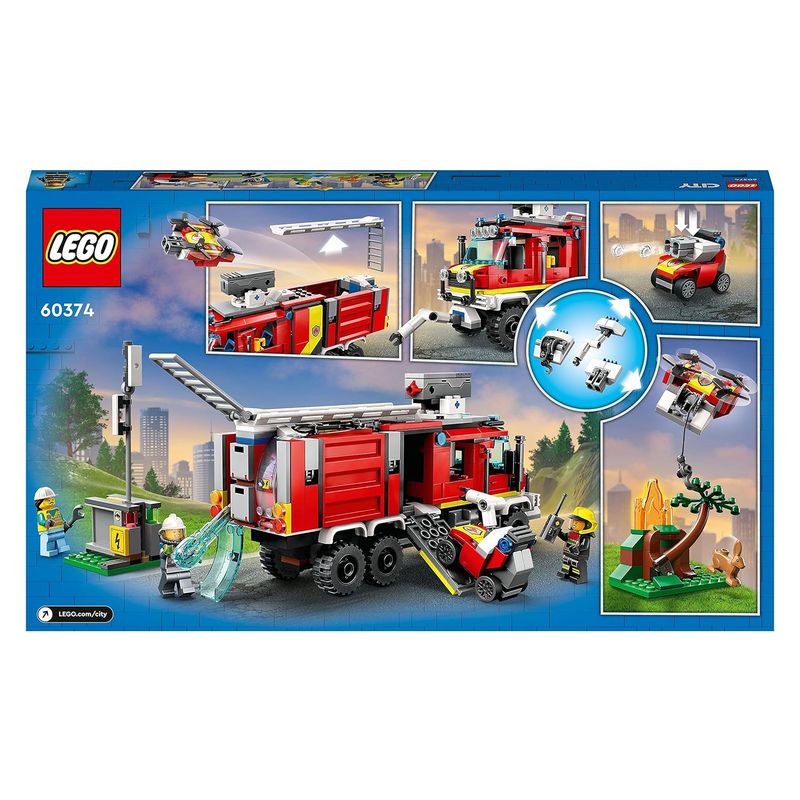 LEGO 60374 City unidad móvil camión de bomberos con figuras y drones - Imagen 2