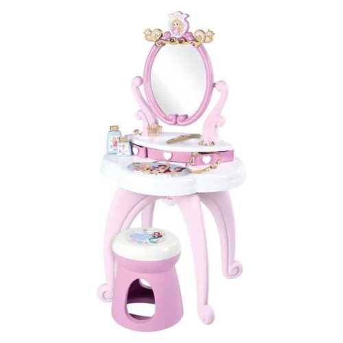 Tocador infantil Princesas Disney con taburete, espejo y accesorios Smoby