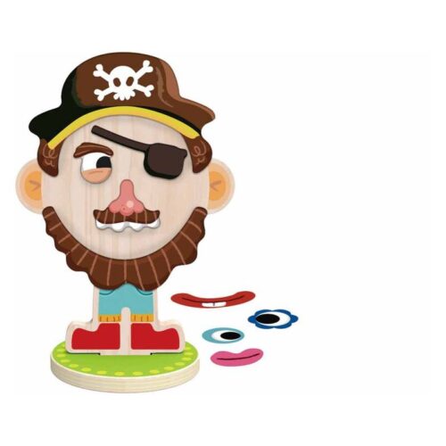 Set juego infantil Tooky cara misteriosa con 64 piezas de madera