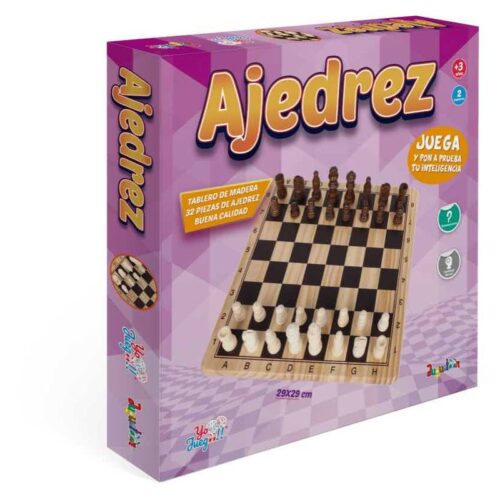Juego ajedrez tablero de madera con 64 casillas para 2 jugadores
