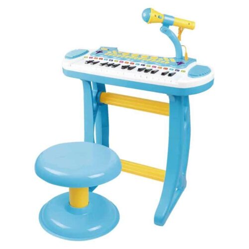 Órgano electrónico con micrófono infantil musical y banqueta