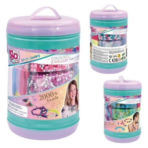 Set manualidades cubo de artesania infantil con 2000 perlas de colores