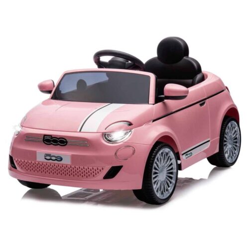 Coche eléctrico infantil con luces rosa Fiat 500 RC 12v 23-098 JUGUETOON