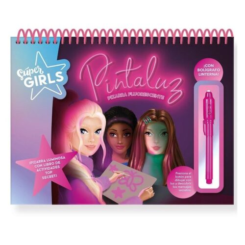 Libro anillas Súper Girls Pintaluz pizzara fluorescente SGL004 IMAGILAND