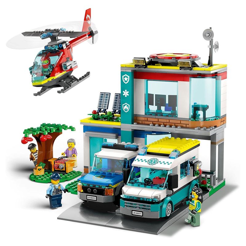 LEGO 60371 City central de emergencia helicóptero, ambulancia, moto y coche - Imagen 2