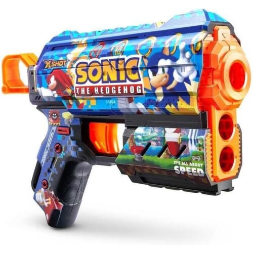 Lanzador X-Shot Sonic The Hedgehog con ocho dardos gomaespuma 36648 ZURU