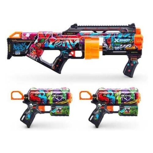 Pack de tres lanzadores de dardos Zuru X-Shot grafiti 48 dardos incluidos