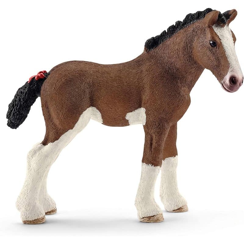 Figura Schleich 13810 Potro Clydesdale multicolor marrón y blanco