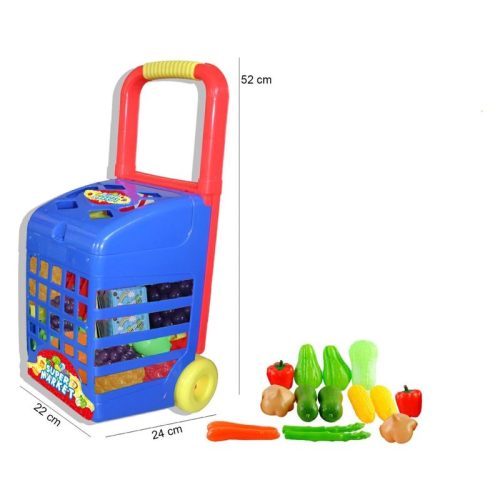 Carrito de compra infantil con piezas de comida de plástico 11513