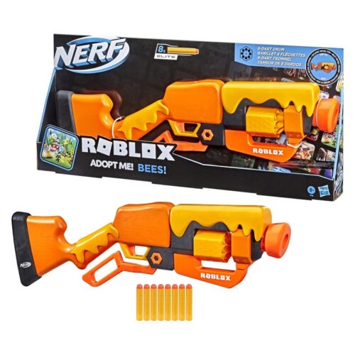 Lanzador Nerf Roblox Adopt Me Bees Lever Action con ocho dardos élite