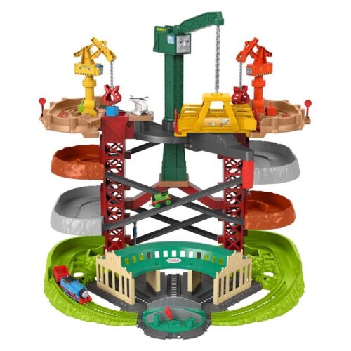 Súper torre trenes y grúas Thomas & Friends con vehículos GXH09 MATTEL