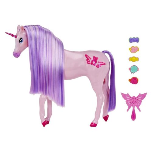Unicornio lila Rainbow High Dream con cinco piezas para el pelo MGA