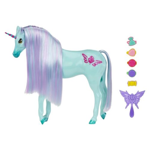 Unicornio verde Rainbow High Dream con cinco piezas para el pelo MGA